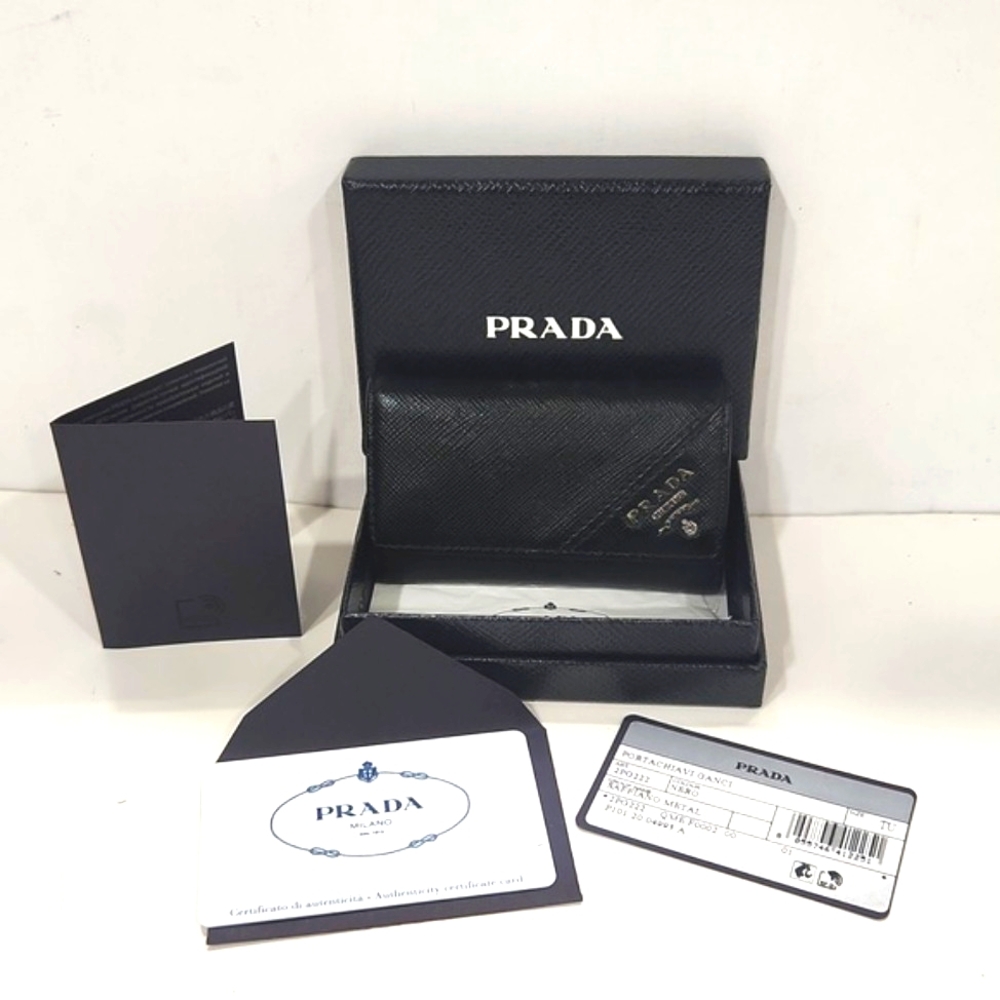 NEW! PRADA Authentic Saffiano Leather Black 6-Hook Key Case 2PG222 with Box - Picture 6 of 16